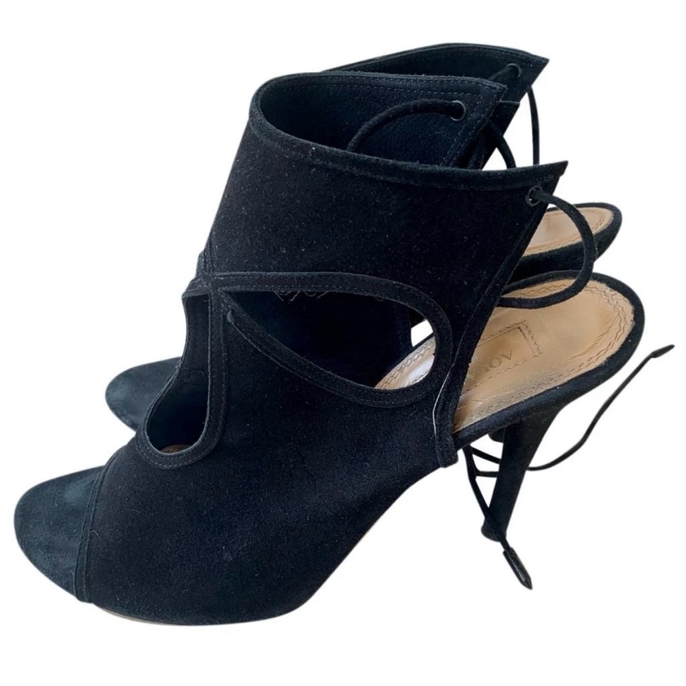 Aquazzura black suede heels